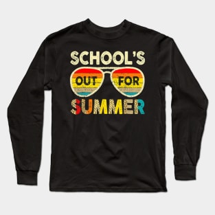 Retro Last Day Of School Cool Teacher Schools Out For Summer Long Sleeve T-Shirt